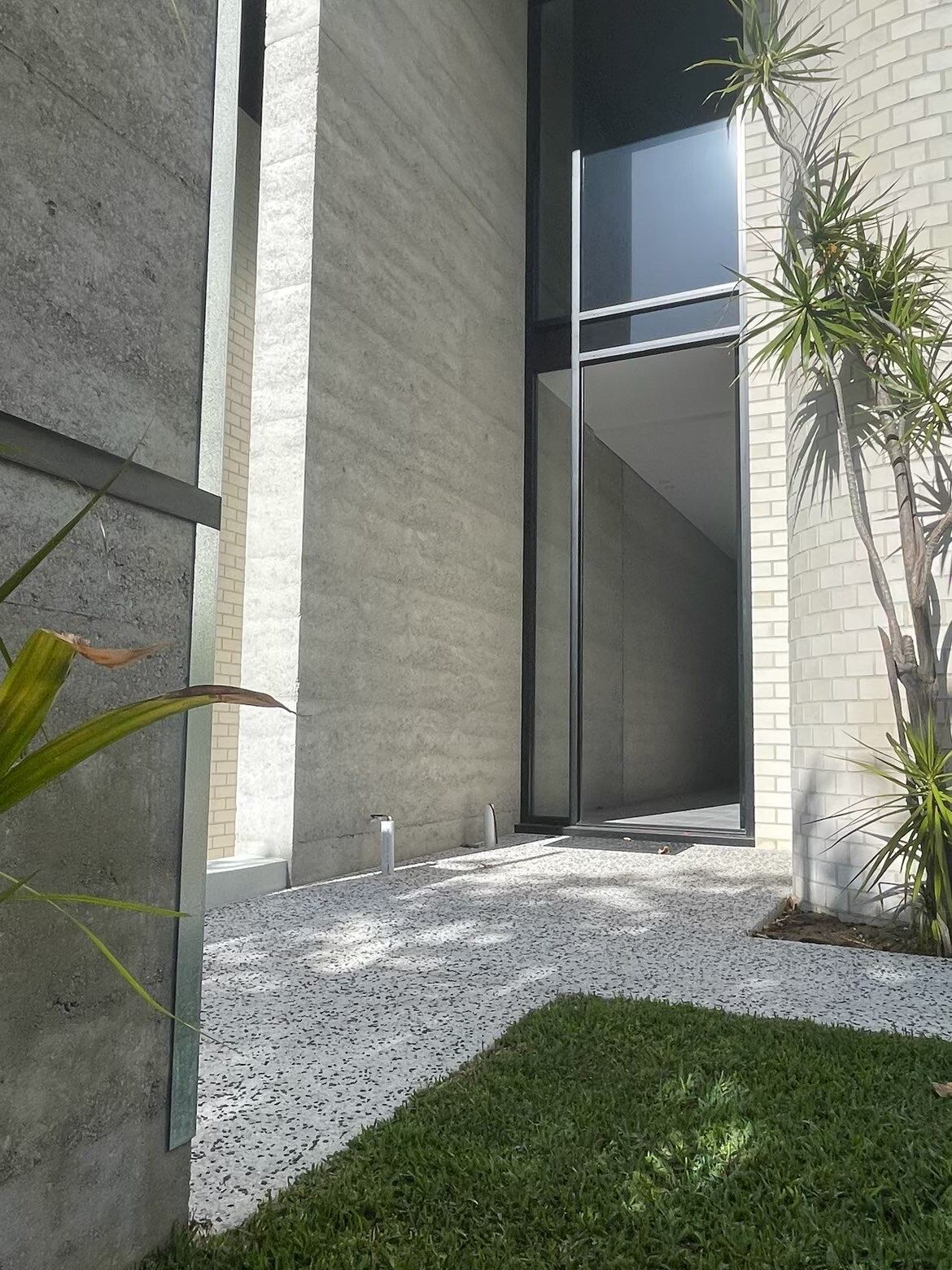 Modern home entrance concrete finish